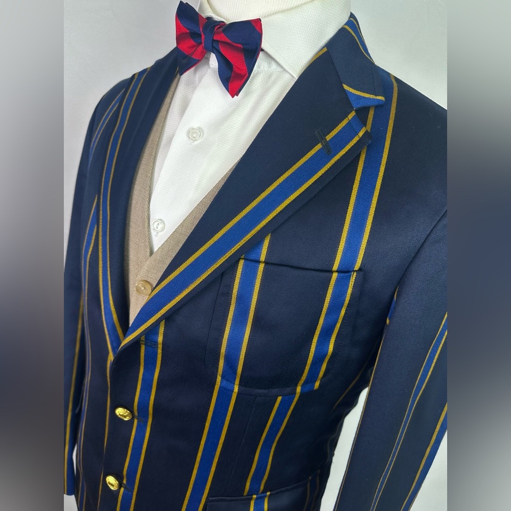 Polo Ralph Lauren RARE 42R Striped Cricket Gold Button Sport Coat Blazer Jacket